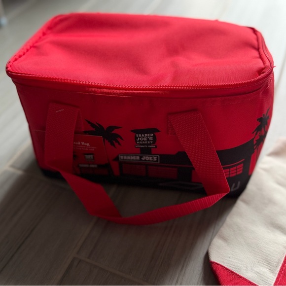 Trader Joe’s Viral Insulated Cooler and Mini Canvas Bag, Both red NWT - Picture 2 of 2